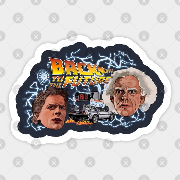 Delorean Adventure Sticker by Screen Fiend Merch